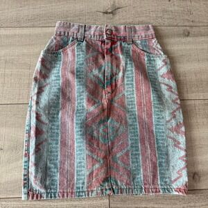 Vintage‎ American Profile Denim Skirt – Southwestern Aztec Print